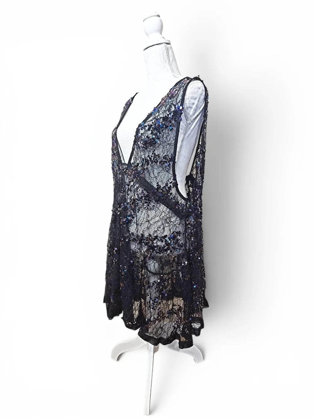 ✨️RARE! Highly Sought After! Free People Black Sheer Sequins Mini Dress! NWOT!